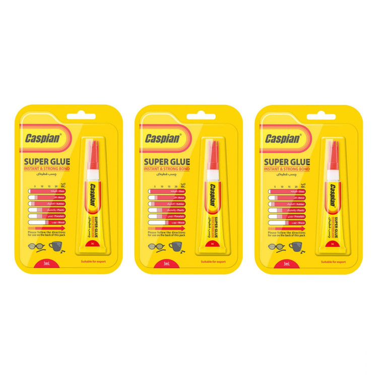 چسب قطره ای کاسپین مدل سوپرگلو حجم 3 میلی لیتر بسته 3 عددی