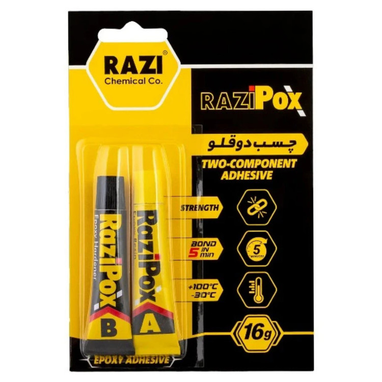 چسب دوقلو رازی مدل POX وزن 16 گرم بسته 12 عددی